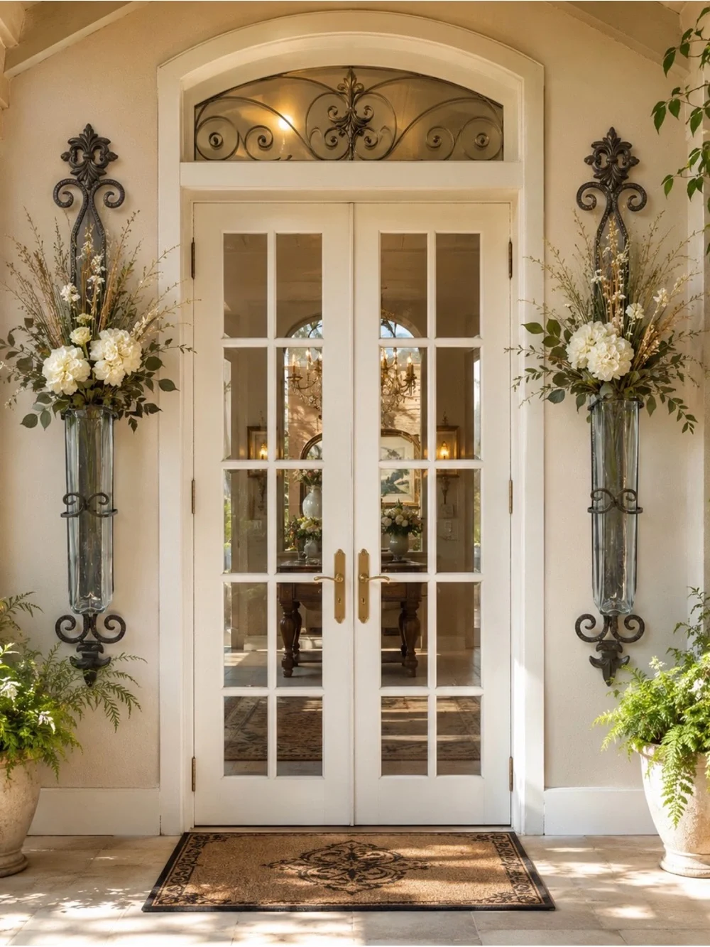 Lark Manor 2-PC Montoursville Metal  Wall Sconces W/Ribbed Glass Vases 29”